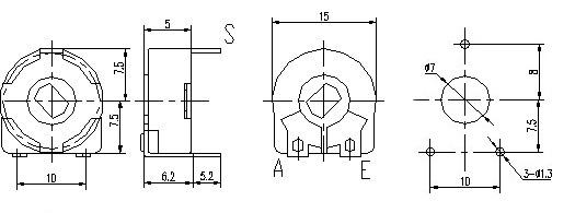 15mm Through Hole Horizontal 100omhs Trimmer Resistor, PT15 Series