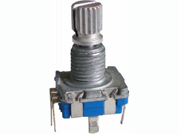 11mm Knurled Metal Shaft Encoder with Push-on Switch, EC11-1S Series
